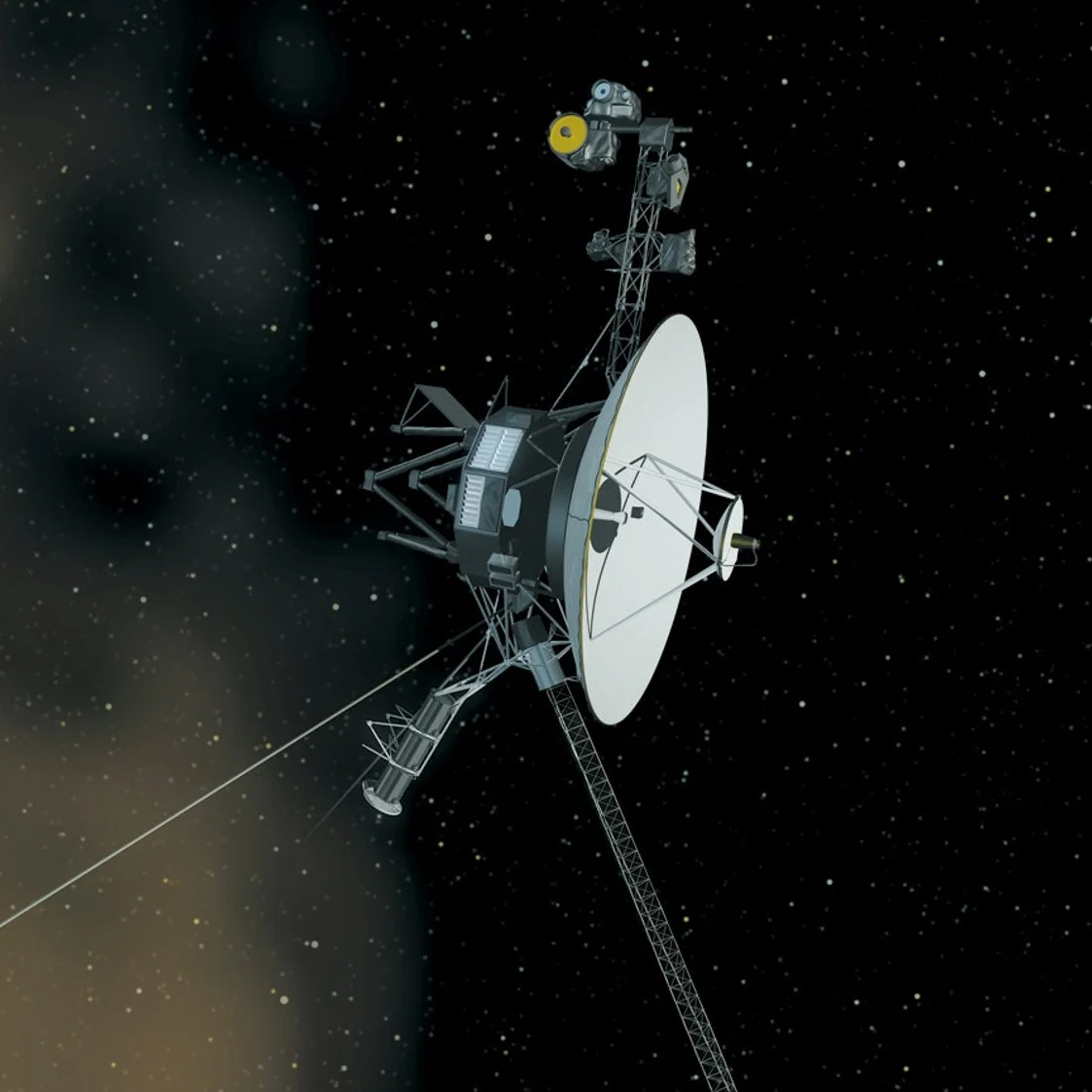 Space image of the Voyager satellite on its side