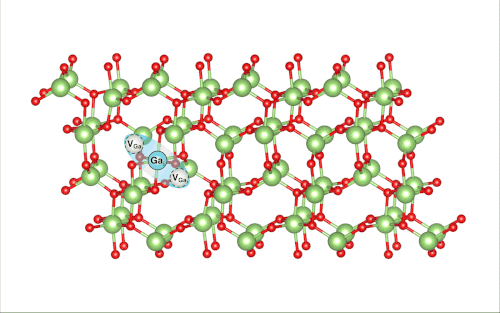 An animation showing atoms and vacancies moving within a crystal lattice