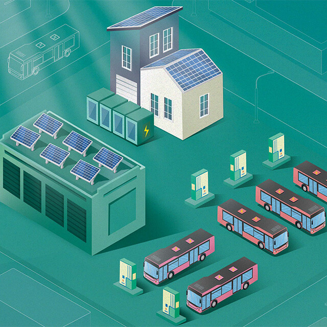 Illustration of a proposed bus depot energy hub